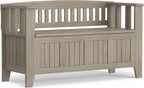 SIMPLIHOME Acadian Solid Wood 48 inch Wide Storage Bench that Seats 2 and 36 inch Wide Storage Cabinet in Distressed Grey for the Living Room, Entryway, and Family Room, Transitional Style