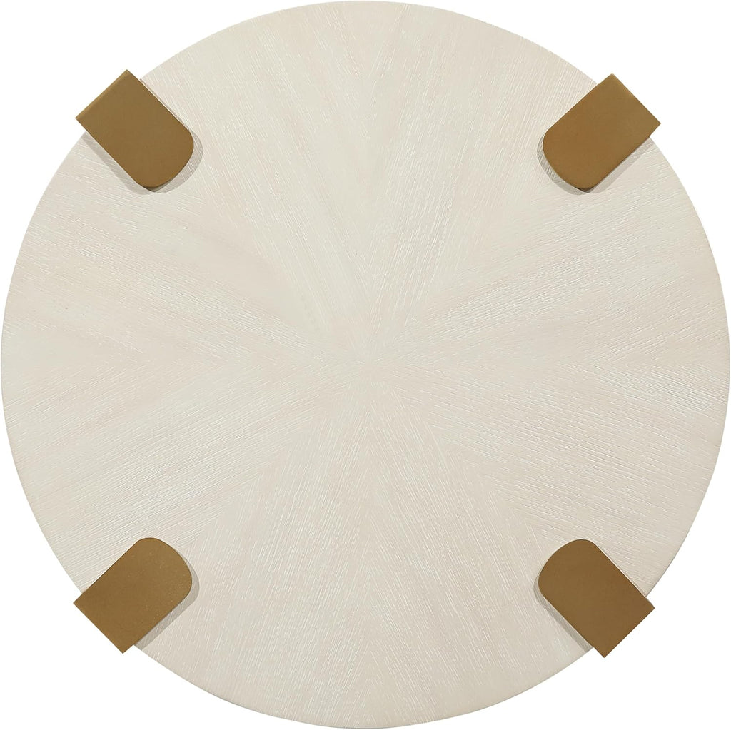 Steve Silver Furniture Gracie End Table, 24" H Table, Contemporary/Modern Design, Satin Gold Finished Metal Legs, 300lb Capacity, Living Room, Bedroom, 23.5" L x 23.5" W x 24" H, White