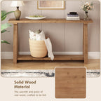 HOKYHOKY Solid Wood Console Table, 63" Long Farmhouse Entryway Tables Narrow Behind Couch Table with A-Shaped Curved Legs, Rustic Skinny Sofa Tables for Living Room, Hallway or Foyer