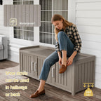 Shoe Bench - Waterproof Resin Storage Bench with Adjustable Shelves - Indoor & Outdoor Use, 3 Doors Entryway Bench with Hidden Storage Space - Storage Cabinet for Bedroom, Hallway, Grey