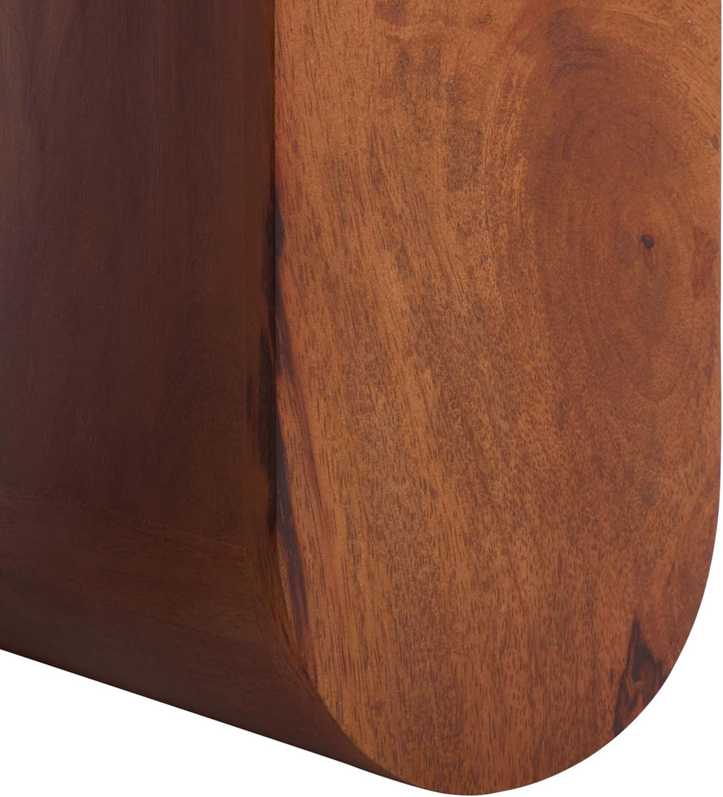 SAFAVIEH Home Collection - Catina Accent Table with Square Top & Walnut Brown Solid Wood Base, Modern Sculptural Side Table, Fully Assembled (ACC3225A)