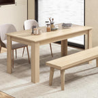Giantex Dining Table for 4-6, 63" L Large Farmhouse Kitchen Table, Wooden Rectangular Dinner Table for Living Dining Room, Home Office, Dinette, 330LBS Capacity, Natural