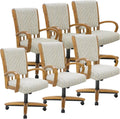 Chromcraft Set of 6 Caster Swivel Tilt Dining Chairs, Ultra Comfort Kitchen Chairs Casual Chairs with Soft Rubber Wheels Rolling Chair on Wheels for Kitchen(Ivanhoe NPL Nude)