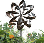 GUAGUA Classical Metal Wind Spinner Outdoor, 360 Degrees Swivel Wind Spinners for Yard and Garden, 74 in Wind Sculptures Willow Leaves Patio Decor (Bronze)