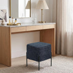 Get Set Style Square Foot Stool, Modern Linen Vanity Stool Chair Upholstered Foot Rest Sofa Side Foot Stool Ottoman Seat for Living Room, Bedroom, Entry, Hallway, Office
