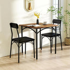 Giantex 3-Piece Dining Table Set, Square Kitchen Table with 2 Upholstered Armless Chairs, Padded Backrest, Metal Frame, Space-Saving Dinette Set for Small Spaces, Living Room, Dining Room