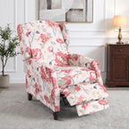 GUEAPY Upholstered Wingback Chair Push Back Recliner for Adults Mid Century Modern Manual Recliner Chair for Living Room, Bedroom (Red Floral, 1PC)