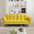 Convertible Folding Sofa Bed Futon,Modern Velvet Sleeper Bed Couches with 4 Adjustable Backrest Armrest,74"Comfy Recliner Sofa Loveseat with Chrome Legs for Living Room Apartment Small Home (Yellow)