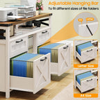 Halitaa Filing Organization Storage Cabinets 4 Drawer with Adjustable Shelf, Lateral Filing Cabinet with Open Storage Shelf for Home Office, Farmhouse File Cabinets for Hanging Files Letter/A4.White