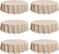 Fitable Faux Linen Round Tablecloths 90 Inch, 6 Pack - Fabric Textured Table Clothes for Round Folding Tables, Washable Neutral Table Covers for Wedding, Party, Banquet, Birthday, Beige