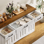 Gizoon Sideboard Buffet Cabinet with Storage, Modern Kitchen Sideboard and Coffee Bar with Drawers and Doors, Wood Buffet Table for Dining Room, 15.2" D x 55.1" W x 31.9" H, White/Rustic Brown