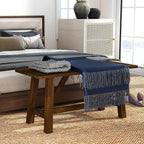 GOFLAME 38” Wood Dining Bench Set of 2, Farmhouse Entryway Bench with Rubber Wood Frame, Shoe Changing Bench Seat, End of Bed Bench for Hallway, Kitchen, Dining Room, Bedroom, 400 LBS Weight Capacity
