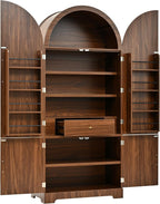 72" Tall Arched Kitchen Pantry Cabinet with Fluted Doors & 8 Shelves, Brown | Storage Cabinet with 3 Adjustable Shelves & Hidden Drawer, Versatile Cupboard for Kitchen, Dining Room