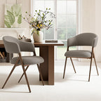COLAMY Dining Chairs Set of 2, Modern Fabric Upholstered Dining Room Kitchen Side Chairs with Iron Legs, Open Back and Padded Seat, for Living Room/Restaurant/Cafe, Taupe