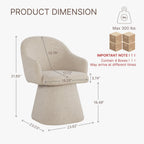 KISLOT Swivel Dining Chairs Set of 4, Upholstered Modern Barrel Dining Chairs with 360° Swivel Base, Chenille Velvet Fabric Accent Kitchen Chairs with Arms, Padded Dining Room Chairs, Sand
