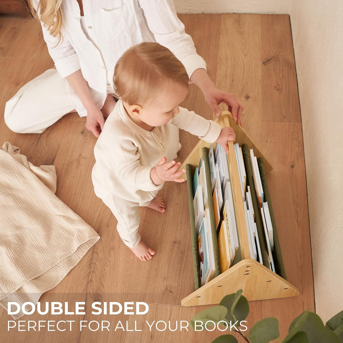 Decorative Wooden Bookshelf with Handle for Kids Rooms - Montessori Shelf | Keeps Books Neatly Organized and Within Reach for Toddlers - Easy Install Book Shelf for Baby's Bedroom or Playroom Decor