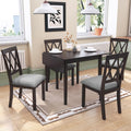 5 Piece Kitchen Dining Set with Drop Leaf, Dining Table and 4 Dining Upholstered Chairs, Dining Room Set for Small Places, Espresso