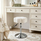 LITZFUR Adjustable Vanity Stool, Swivel Makeup Chair for Vanity, White | Flower Shaped Vanity Chair, Patterned Small Ottoman Footrest for Bathroom, Bathroom, Living Room