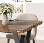 IRONCK 63" Dining Table for 4-6, Modern Rectangular Kitchen Table with Sturdy Metal Frame & Geometric Legs for Dining Room, Easy Clean-Brown