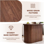 63" Large Dining Table for 4-6 People, Farmhouse Rectangular Modern Kitchen Dinner Table with Rounded Corners & Wood Strip Pedestal Base Rectangular for Dining Room, Brown Grain