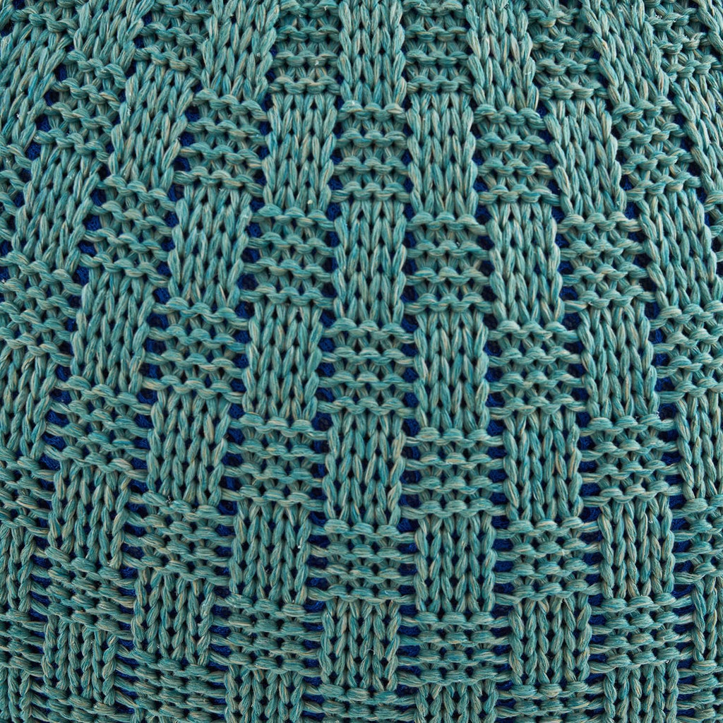 ARTPLAN Round Knit Pouf Hand Knitted,Outdoor Ottoman Foot Rest,Boho Home Decor for Living Room-Bedroom