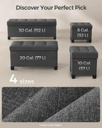 SONGMICS Storage Ottoman, Small Foot Rest, 15 x 15 x 15.7 Inches | Foot Stool with Legs, Load up to 661.4 lb, for Living Room, Bedroom, Dorm, Gray and Black, MELISA Collection ULSF014G01
