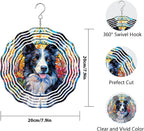 Border Collie Wind Spinner Pet Dog Memorial Gifts 3D Aluminum Metal Kinetic Hanging Wind Sculpture Spinners for Yard and Garden Indoor Outdoor Window Garden Decoration 8 Inch (Border Collie 1)