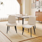 Modern Dining Chairs Set of 4, PU Leather Upholstered Dinner Chairs with Sturdy Metal Legs and Comfort Backrest, Armless Accent Side Chairs for Home Kitchen, Living Room (Light Beige)