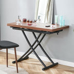 Space Saving Folding Dining Table, Adjustable Height Foldable Coffee Table with Wooden Tabletop and Metal Legs, Small Transformer Kitchen Table for Living Room, Dining Room, Apartment