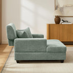 VANOMi 55.5" Chaise Lounge Chair with Adjustable Backrest, Chenille Sage