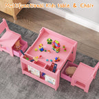 Kids Table and Chair Set - 4 in 1 Wooden Activity Table & 2 Chairs, Storage Drawer, Detachable Tabletop, for Drawing, Reading, Crafts, Art, Homework
