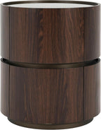 Italian High-End MDF Double-Layer Storage Round Side Table - Brown & Black Elegance