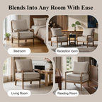 DUHOME Linen Fabric Spindle Accent Chair with Wood Frame,Modern Accent Chairs with Padded Spring Seat and Brushed White Base for Living Room Bedroom Farmhouse Home Office Belcony