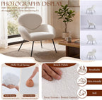 Accent Chair, Accent Chair for Bedroom, Boucle Chair (Cream Whtie) | Comfy Bedroom Chair with Love Back and Sturdy And Durable Solid-Wood Frame/ Study Room / Bedroom / Living Room /(Cream Style)