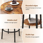 Zevemomo 3 Pieces Round Bar Table Set, Small Dining Table for 2, Modern Kitchen Bar Table, Breakfast Table with Storage, 2 Thickened Cushion Stools with Backrest for Dining Room, Bistro-Brown