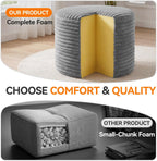20in Round Pouf Ottoman, Large Corduroy Ottoman Foot Rest with Solid High-Density Foam, Removable Washable Cover, Soft Floor Foot Stool for Living Room, Bedroom, Grey