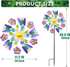 Solar Wind Spinners Outdoors for Yard and Garden - 40 Inch Metal Wind Sculpture, Outdoor Kinetic Windmill with Multi-Color Led Lights for Patio, Lawn & Garden Decoration (Butterfly)