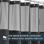 N&Y HOME Waffle Weave Shower Curtain with Snap-in Fabric Liner Set, 12 Hooks Included - Hotel Style, Water-Repellent & Washable, Heavyweight Fabric & Mesh Top Window - 71x72, Graphite Gray