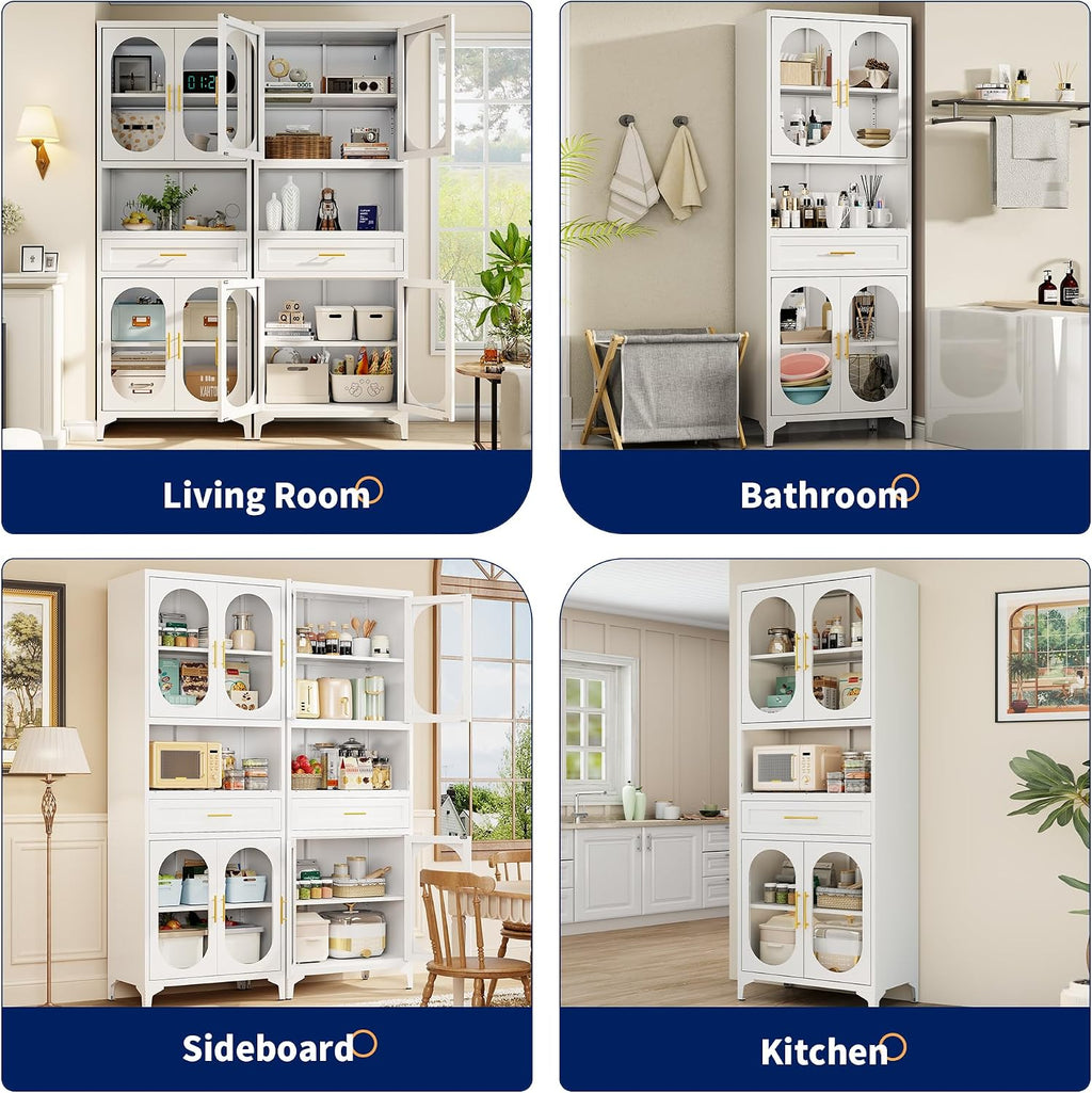 Kitchen Pantry Storage Cabinet (White, 75" H)