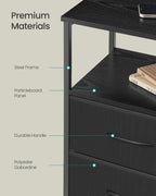 SONGMICS BELLAH Collection - Nightstand with Charging Station and App-Controlled Adjustable LED Lights, Bed Side Table, 2 Drawers and 1 Open Shelf, Modern, Ink Black and Ebony Black ULGS302BH01S