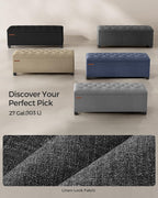 SONGMICS Storage Ottoman Bench, Foot Rest with Legs, Load up to 661.4 lb | End of Bed Bench, Storage Chest, 43.3 x 15.8 x 15.8 Inches, Slate Gray and Ink Black, MELISA Collection ULSF088G01