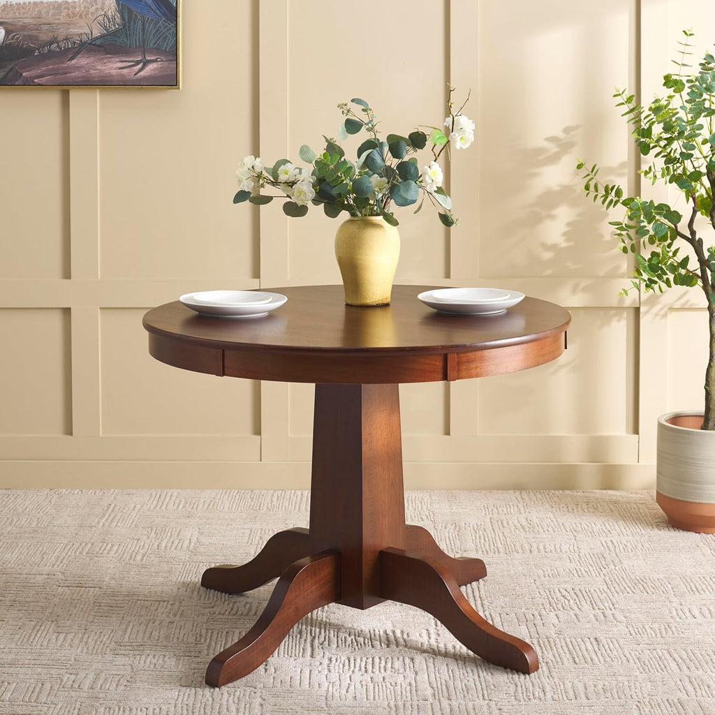 SAFAVIEH Home Collection - Sergio Rustic Cafe Brown Round Dining Table, Traditional Pedestal Design, Seats up to 4 (DTB9215A)