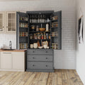 77" Tall Kitchen Pantry Cabinet with 3 Drawers, Large Wooden Kitchen Organizers Storage Cabinet Cupboard with 8 Door Shelves and 3 Adjustable Shelves for Dining Room, Grey