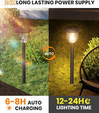 AOSEA Solar Outdoor Lights, IP 65 Waterproof Solar Powered Driveway Lights, Auto On/Off Path Landscape Lighting for Yard, Patio, Landscape, Pathway, Warm White(2 Pack)