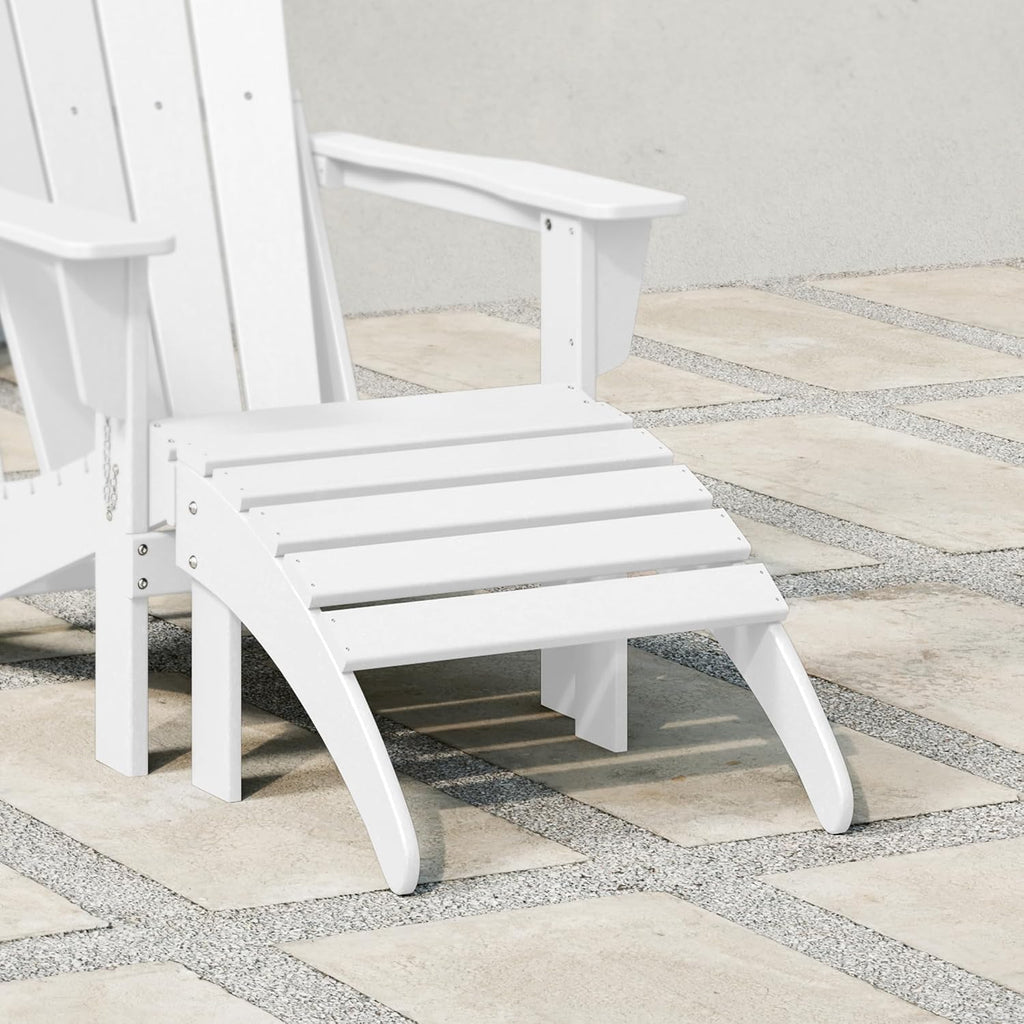 WestinTrends Outdoor Patio Adirondack Ottoman Foot Rest, All Weather Poly Lumber Foot Stool for Adirondack Chair, Widely Used for Outside Porch Pool Lawn Backyard, White
