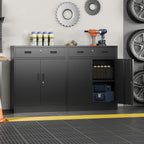Metal Storage Cabinet, 36" Locking Steel Cabinet with 1 Drawers and 1 Adjustable Shelves for Garage, Home, Office, Kitchen (Black, 36" H x 28" W x 16" D)