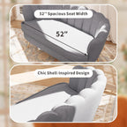 59'' Loveseat Sofa, Modern Chenille 2-Seater Sofa with Golden Legs, Comfy Upholstered Shell Accent Couch for Studio, Living Room, Store, Office (Light Grey).