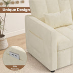 Nebuaegis Sleeper Sofa Bed,3-in-1 Convertible Pull Out Couch with Adjustable Backrest for Living Room,Loveseat Sofa Bed with Side Pockets,Easy Assembly,Beige,1 PCS