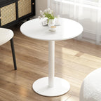 Round Dining Table 24" Circle Tulip Table with Metal Thickened Tabletop & Sturdy Metal Pedestal Mid Century Modern Leisure Bistro Kitchen Tables 2 People Small Places Living Room Cafe,White