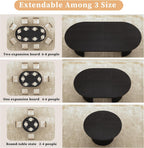 HUAHUU Extendable Round Dining Table for 4-8, 39in-77in Long Large Kitchen Table with Fluted Base, Space Saving Modern Farmhouse Oval Dinner Tables for Dining Room, Kitchen, Living Room, Natural